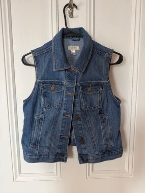 LOFT Blue Denim Sleeveless Vest
